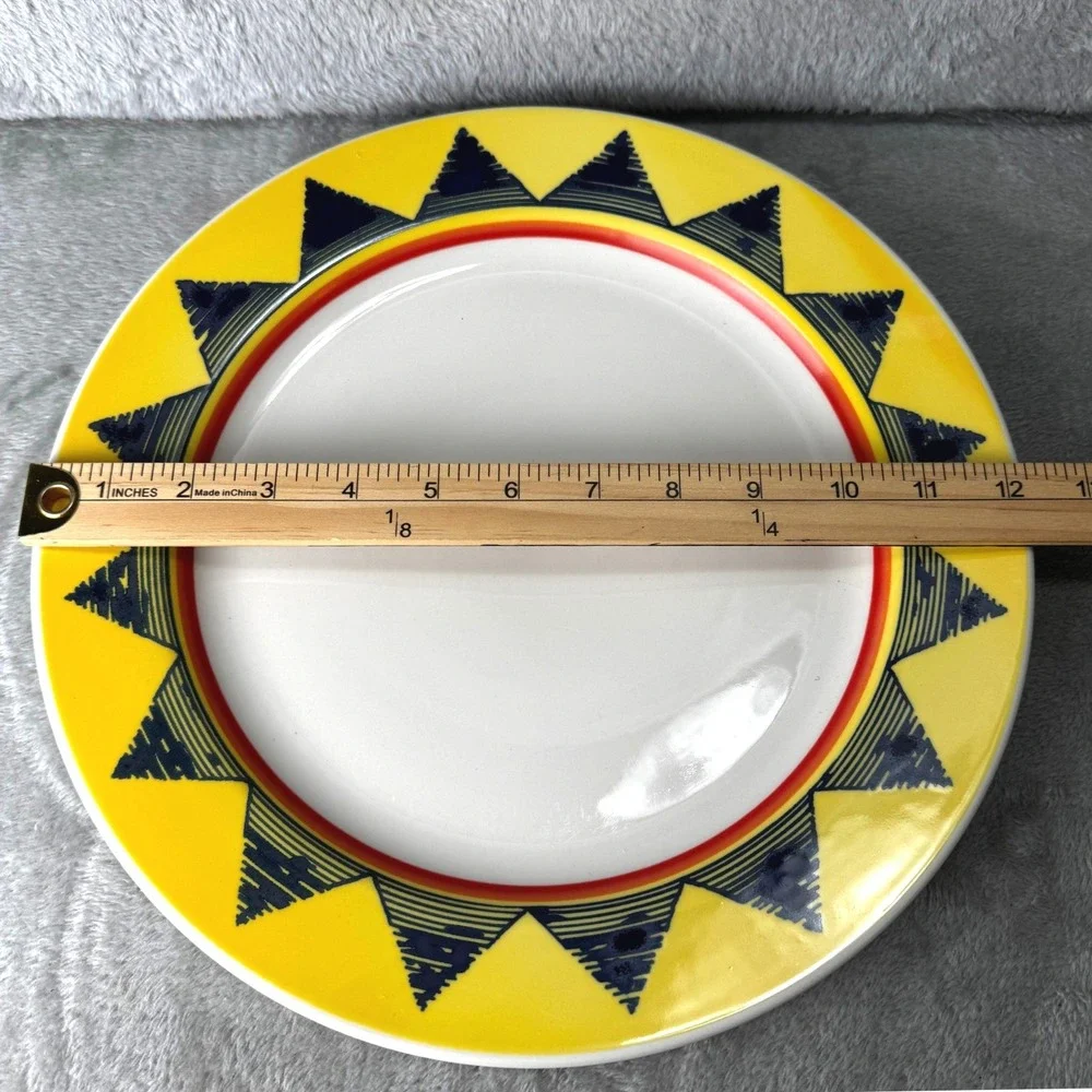 Homer Laughlin Sunburst Salerno Dinner Plate Platter Yellow Geometric USA